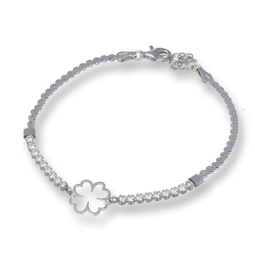 Bracciale TerryOro Luxeline 137Bp2603 Bracciale Corda Piatta E Tennis Con Quadrifoglio