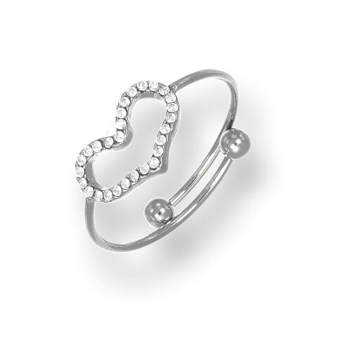 Anello donna con cuore e pietre bianche