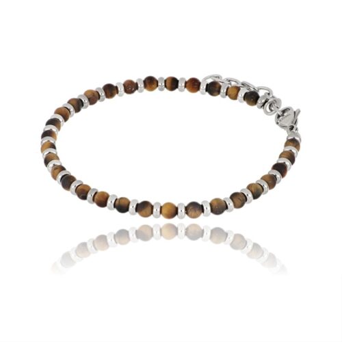 Bracciale uomo con palline occhio di tigre