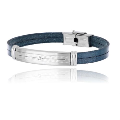 Bracciale Uomo Revolution Forge Leather Cuoio Blu