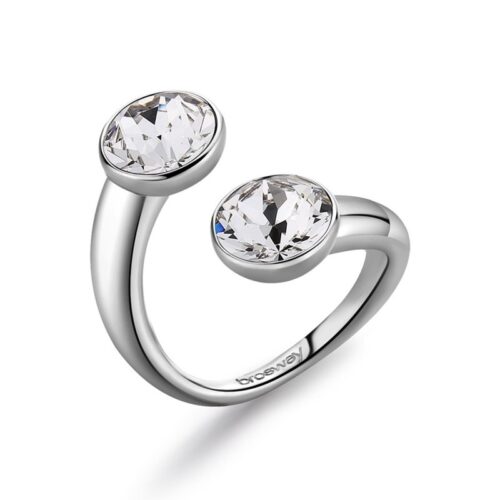 Anello Brosway Affinity BFF176C acciaio cristalli bianchi regolabile