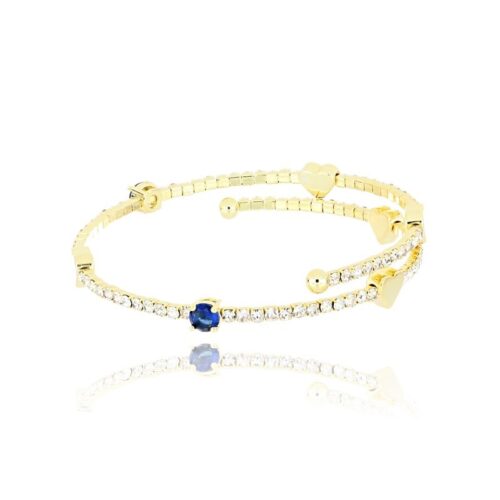 Bracciale Donna Revolution Gioielli Luxeline Tennis Con Cuori Dorato