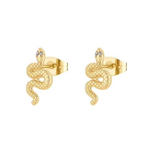 Orecchini Brosway Chakra BHKE195 serpente acciaio oro cristalli