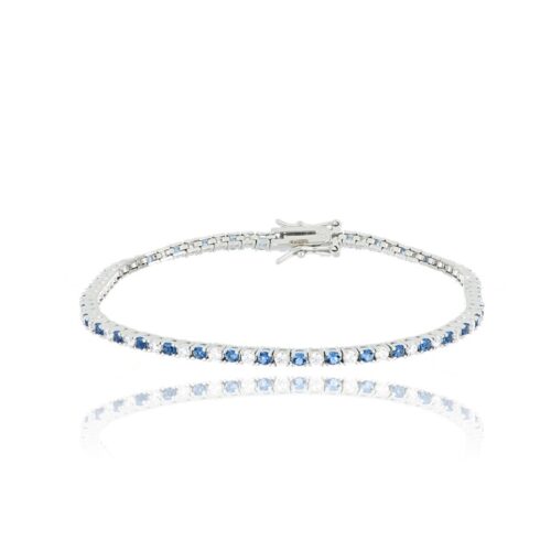 Bracciale Tennis TerryOro Luxeline 217B-0400 WT+ZF Zirconi 2 mm Bianchi e Blu