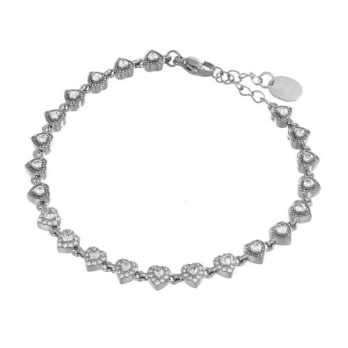 Bracciale Donna Montatura A Cuore Piccolo Pietre Bianche Revolution Gioielli Ess