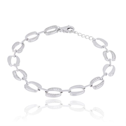 Bracciale TerryOro Catena con Ovali in Argento 925 con Zirconi