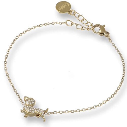 Bracciale Donna In Acciaio Con Bassotto Centrale Dorato Revolution Gioielli Esse