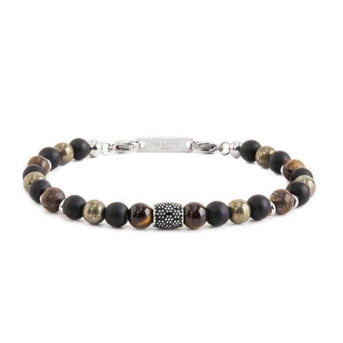 Bracciale Marlù 13BR109 con agata acciaio nero