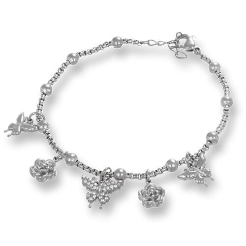 Bracciale Ciondoli Farfalla Acciaio Revolution Gioielli Essenza