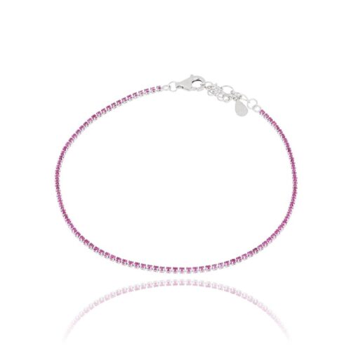 Bracciale TerryOro Tennis Sottile Rosso in Argento 925 con Zirconi
