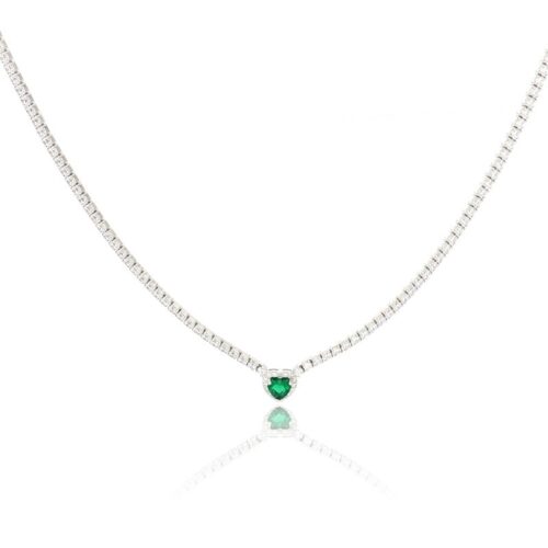 Collana TerryOro Luxeline 217CL-0801 SM Tennis con cuore verdi