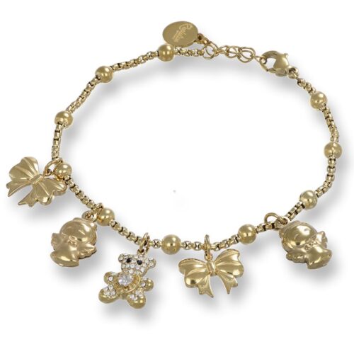 Bracciale Orsetto e Fiocco Dorato Revolution Gioielli Essenza