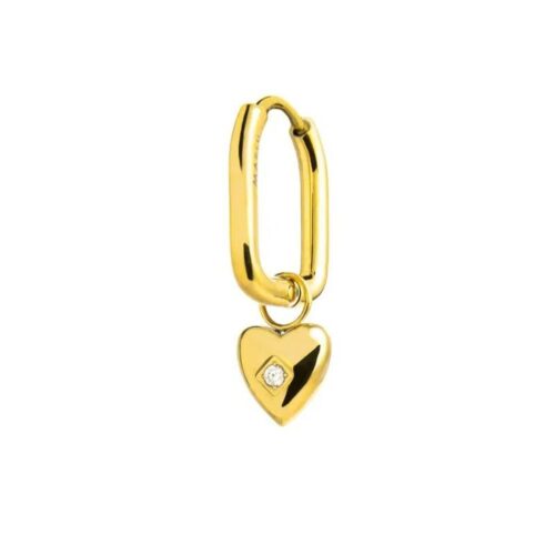 Mono orecchino Marlรน 18OR119G ovale con cuore PVD oro