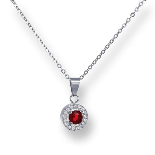 Collana Donna Revolution Gioielli Essenza Cuore Pietra Rossa