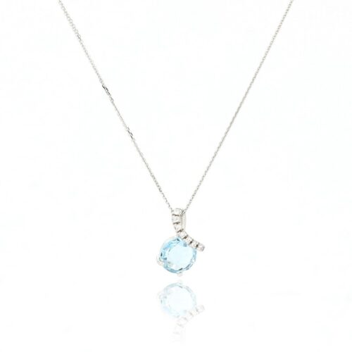 Collana TerryOro Essenza Oro 375 Pietra Azzurra Zirconi