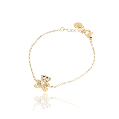 Bracciale Donna Dorato Con Orsetto E Pietre Bianch Revolution Gioielli Essenza