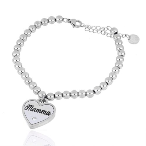 Bracciale donna a palline con scritta mamma