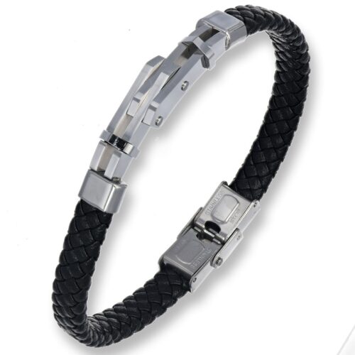 Bracciale Uomo Revolution Forge Leather Cuoio Nero