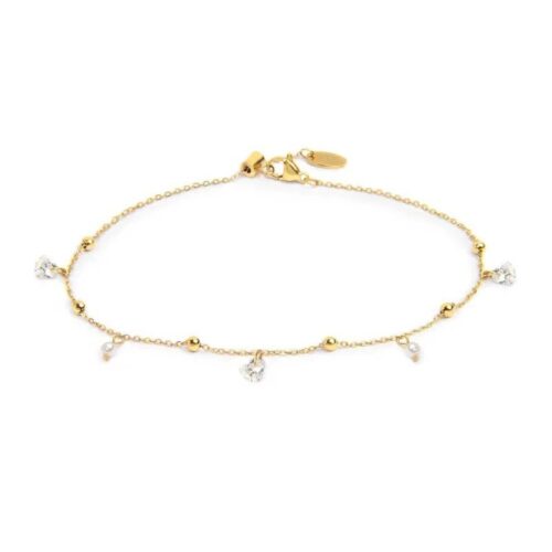 Cavigliera Marlù 20CV107G-W con cuore PVD oro bianco