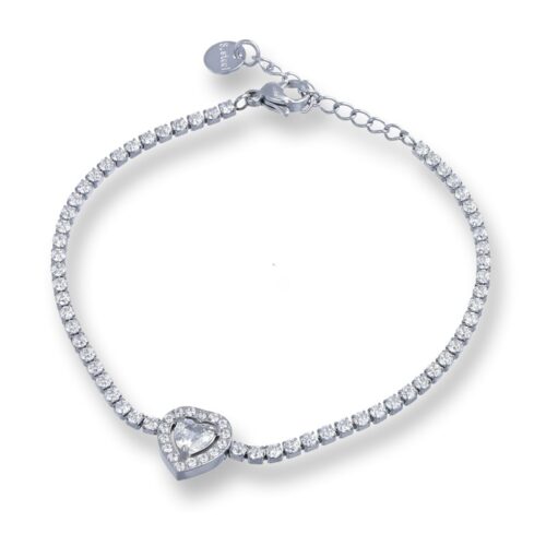 Bracciale Tennis Cuore Centrale Cristalli Bianchi Revolution Gioielli Luxeline