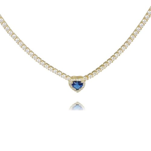 Collana TerryOro Luxeline 217CL-0801 GD+ZF Tennis con cuore blu