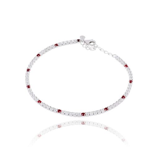 Bracciale Tennis TerryOro Luxeline 217B-0800 5+1 RB Zirconi 2 mm Rossi e Bianchi