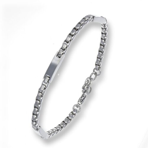 Bracciale acciaio catena rollÒ e targhette