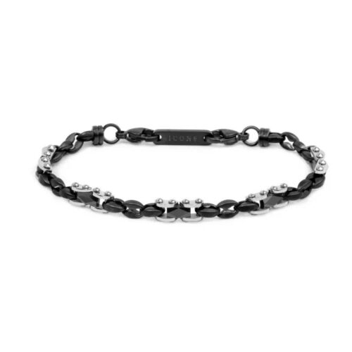 Bracciale Marlù con catena marine con elementi in ceramica acciaio nero nero