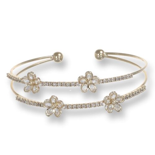 Bracciale Donna Revolution Gioielli Essenza Fiori Bianchi Dorato