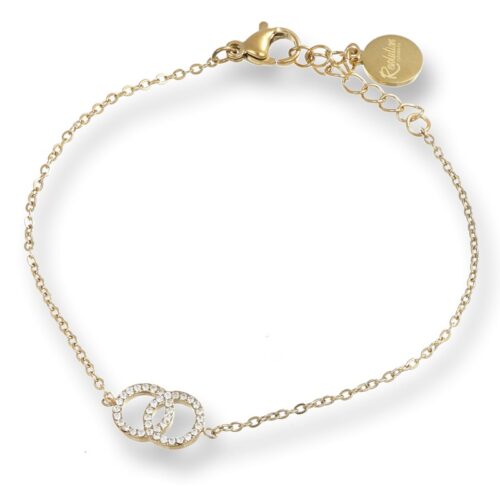 Bracciale Donna In Acciaio Con Doppio Ovale Centrale Dorato Revolution Gioielli