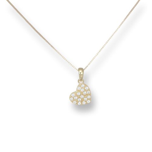 Collana TerryOro Cuore in Oro 375 con Pietre Bianche