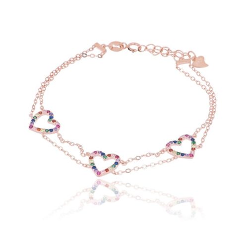 Bracciale TerryOro Tre Cuori in Argento 925 con Zirconi