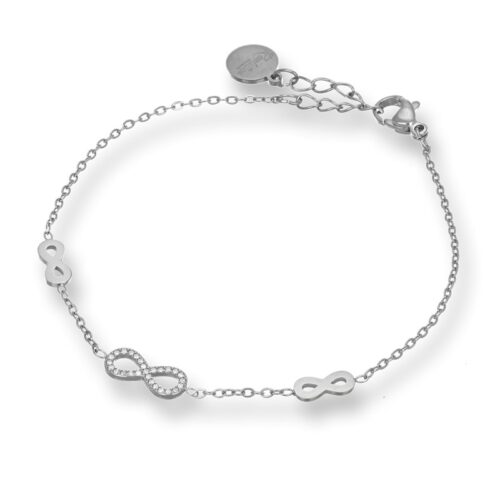 Bracciale Donna In Acciaio Con Tre Infiniti Centrali Revolution Gioielli Essenza