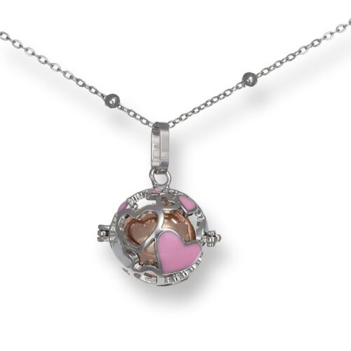 Chiama angeli con pallina a cuore rosa smaltata