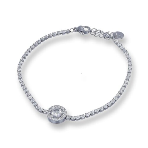 Bracciale Tennis Tondo Centrale Cristalli Bianchi Revolution Gioielli Luxeline