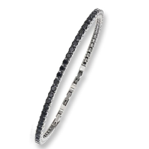 Bracciale Uomo Luxeline Revolution Gioielli Tennis Cristalli Neri