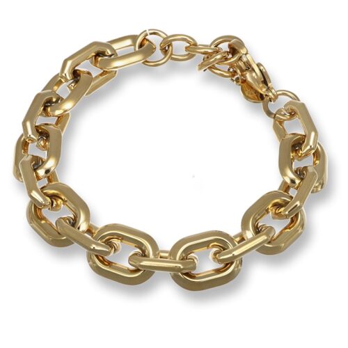 Bracciale Donna In Acciaio A Catena Grande Dorata Revolution Gioielli Essenza