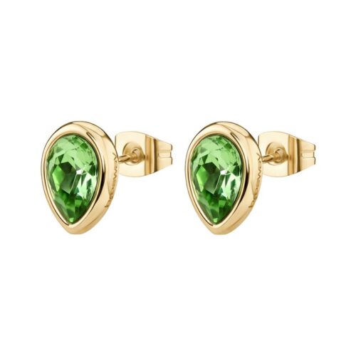 Orecchini Brosway Symphonia BYM214 acciaio dorato goccia verde
