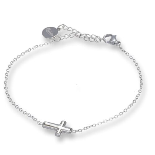 Bracciale Donna Acciaio Con Croce E Madreperla Revolution Gioielli Essenza