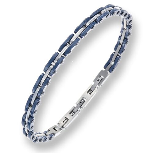 Bracciale uomo in acciaio ceramica blu