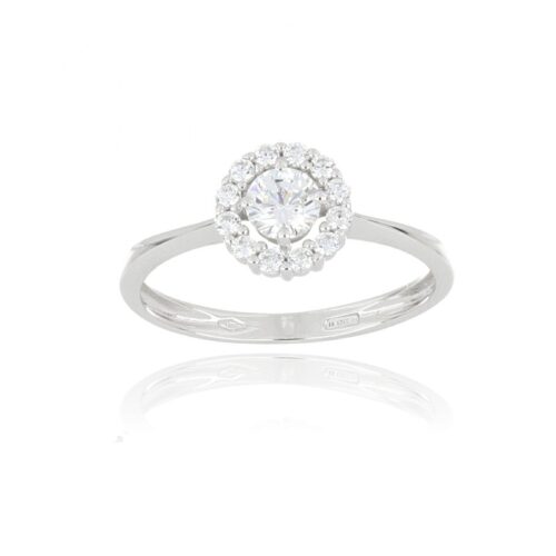 Anello Halo TerryOro Essenza Oro 375 Bianco Zirconi Misura 13