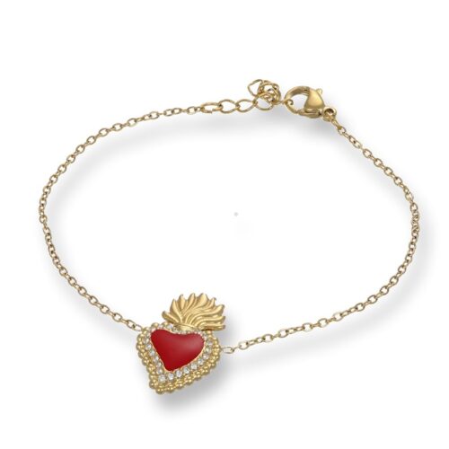 Bracciale Sacro Cuore Rosso Dorato Revolution Gioielli Essenza