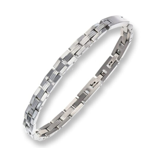 Bracciale acciaio con targa laterale