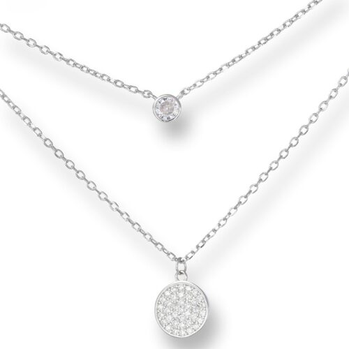 Collana TerryOro Doppio Filo Pavé Argento 925 Rodiato