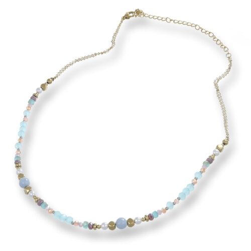 Collana Donna Revolution Gioielli Essenza Perline Colorate Dorata