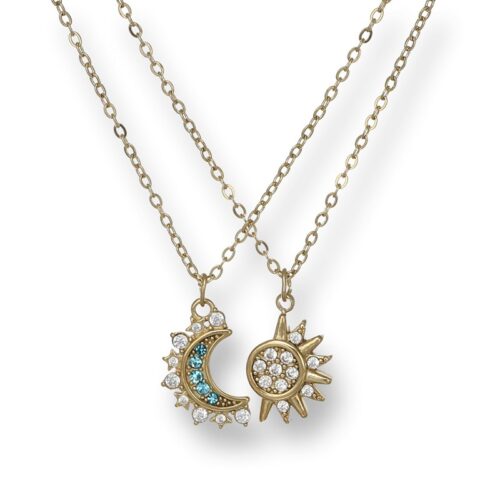 Collana Donna Revolution Gioielli Essenza Luna E Stelle Dorata