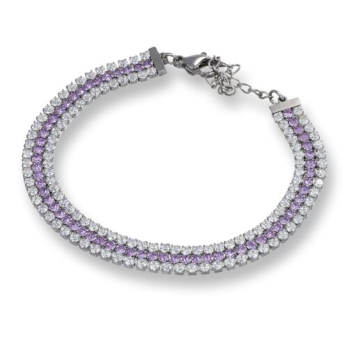 Bracciale Tennis Multifilo Bianco e Viola Revolution Gioielli Luxeline