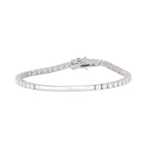 Bracciale TerryOro Tennis con Targa in Argento 925 con Zirconi