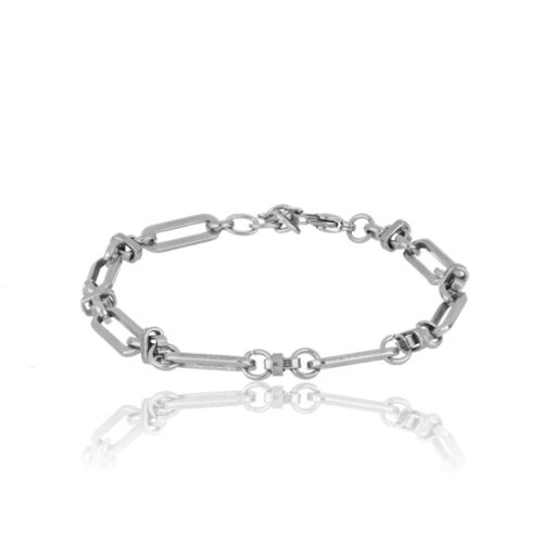 Bracciale uomo acciaio a catena maglie ovali