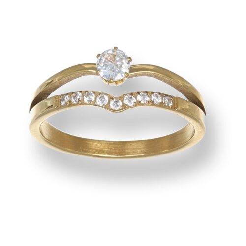 Anello Donna Revolution Gioielli Luxeline Solitario Con V Di Pietre